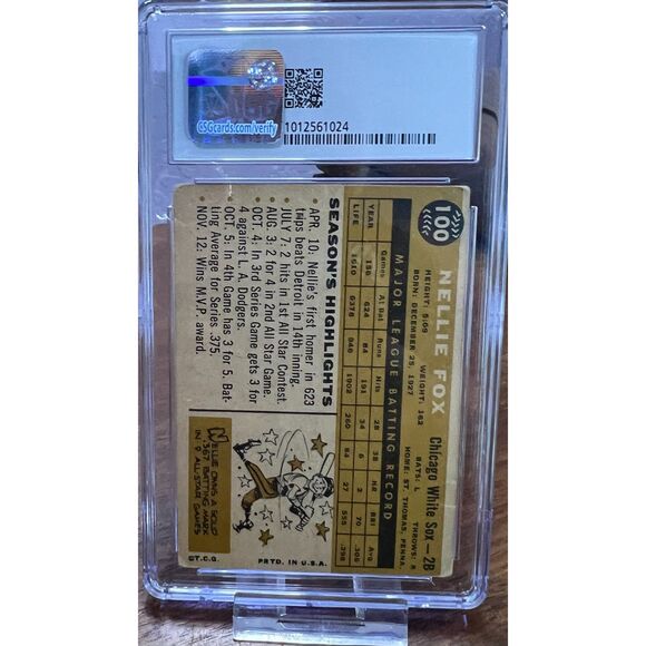 Vintage 1960 Topps Nellie Fox CSG 2 - Picture 2 of 3